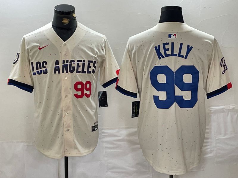 Men Los Angeles Dodgers #99 Kelly Cream Fashion Nike Game MLB Jersey style 3->los angeles dodgers->MLB Jersey